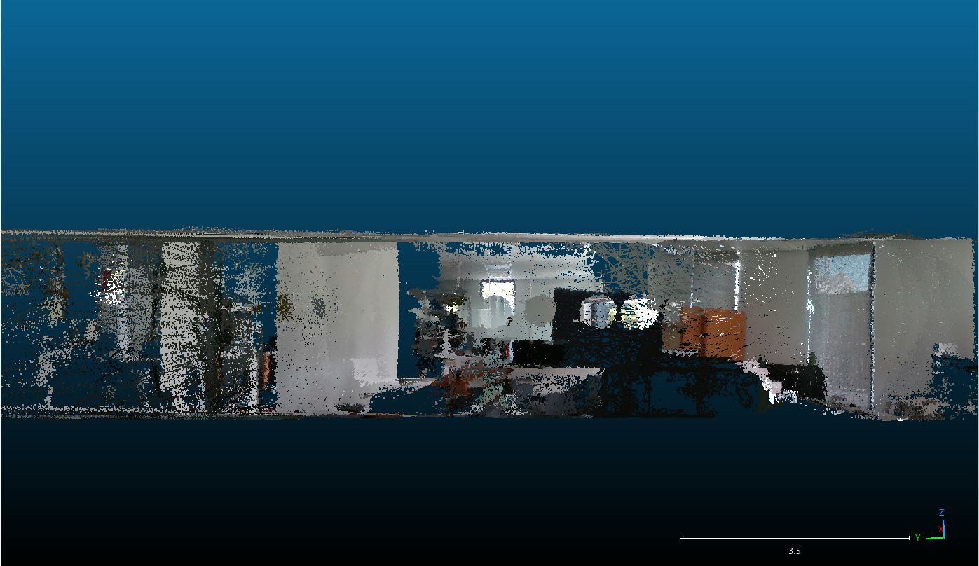 Nuage de points 3D colorisé obtenu lors de la cartographie mobile